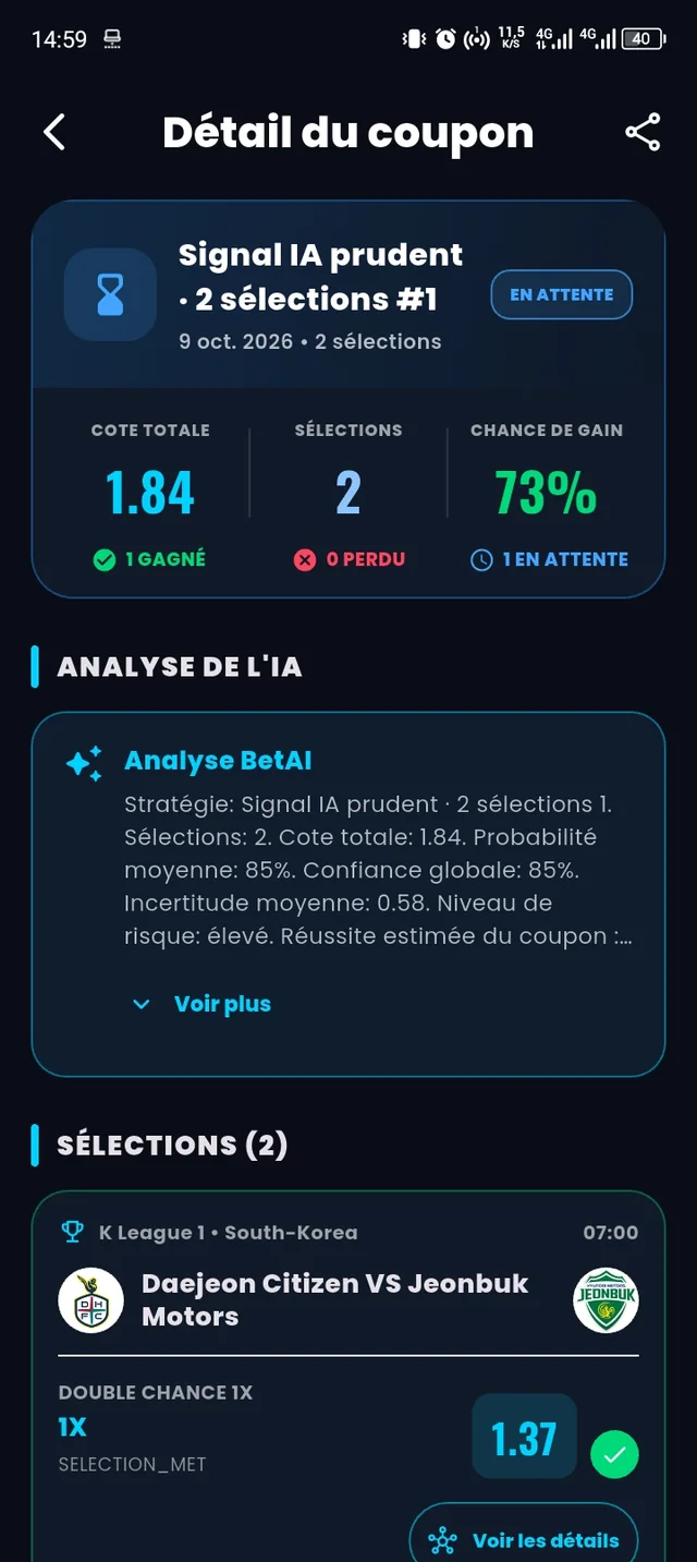 Capture d’écran BETAI : Coupon